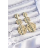 Pirinç Gold Renk Geometrik Ezme Plaka Küpe - TJ-BKP9244
