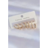 Pirinç Gold Renk İnce Oval Küpe Seti 5886
