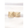 Pirinç Gold Renk Kare Form Küpe 5886