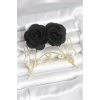 Pirinç Gold Renk Siyah Gül Model Kadın Küpe - TJ-BKP11369