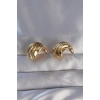 Pirinç Gold Renk Tırtıklı Bombe Model Küpe 5886