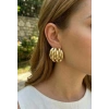 Pirinç Gold Renk Vintage Kadın Küpe 5886