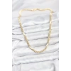 Pirinç Gold Renk Yassı Zincir Kadın Kolye - TJ-BKO10818