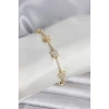 Pirinç Gold Renk Yıldız Model Zirkon Taşlı Kadın Bileklik - TJ-BB8410