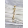 Pirinç Gold Renk Yıldız Model Zirkon Taşlı Kadın Bileklik - TJ-BB8410