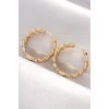 Pirinç Gold Renk Zincir Model Halka Küpe - TJ-BKP8970