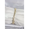 Pirinç Gold Renk Zirkon Taşlı Kalp Model Kadın Bileklik - TJ-BB8431