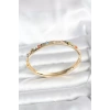 Pirinç Gold Renk Zirkon Taşlı Kelepçe Bileklik - TJ-BB8087
