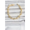 Pirinç Gold Renk Zirkon Taşlı Sıralı Yıldız Model Kadın Bileklik
