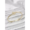 Pirinç Gold Renk Zirkon Taşlı Yonca Model Kadın Kelepçe Bileklik - TJ-BB8227