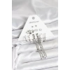 Pirinç Gümüş Renk 6 Çift Kadın Küpe - TJ-BKP11336