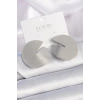 Pirinç Gümüş Renk Daire Plaka Model Kadın Küpe - TJ-BKP9524