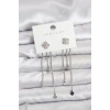 Pirinç Gümüş Renk Yonca Model Sallantılı Kadın Küpe - TJ-BKP11454