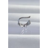 Pirinç Gümüş Renk Zirkon Taş Kaplama Earcuff Küpe 5886