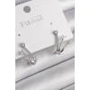 Pirinç Gümüş Renk Zirkon Taşlı Kadın Küpe - TJ-BKP9964