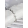 Pirinç Gümüş Renk Zirkon Taşlı Kalp Model Kadın Bileklik - TJ-BB8430