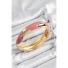 Pirinç Pembe Mineli Baklava Model Gold Renk Kadın Kelepçe TJ-BB7329