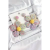 Pirinç Rainbow Papatya Model Gold Renk Kadın Hasır Küpe 5886