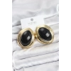 Pirinç Siyah Badem Model Vintage Gold Kadın Küpe - TJ-BKP11593