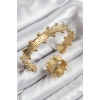 Pirinç Topcuk Model Gold Renk Bileklik Yüzük Set 5886