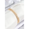 Pirinç Zirkon Taşlı Çift Sıra Model Gold Renk Asansörlü Kadın Bileklik - TJ-BB7739