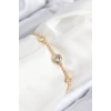 Pirinç Zirkon Taşlı Daire Model Gold Renk Asansörlü Kadın Bileklik 5886