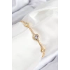 Pirinç Zirkon Taşlı Daire Model Gold Renk Asansörlü Kadın Bileklik - TJ-BB7733
