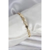 Pirinç Zirkon Taşlı Gold Renk Kadın Bileklik 5886