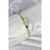 Pirinç Zirkon Taşlı Gold Renk Kadın Bileklik - TJ-BB8397