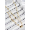 Pirinç Zirkon Taşlı Kalp Model Gold Renk Y Kolye 5886