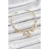 Pirinç Zirkon Taşlı Yıldız Model Gold Renk Charm Bileklik