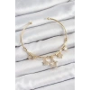 Pirinç Zirkon Taşlı Yıldız Model Gold Renk Charm Bileklik - TJ-BB7352