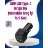 Power Delivery Destekli 38W Araç Tipi Hızlı Şarj Cihazı