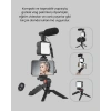 Profesyonel Vlog Çekim Kiti LED Işıklı Tripod Mikrofonlu Telefon Seti