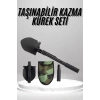 Pusulalı Katlanabilen Portatif Çantalı Mini Kazma Kürek Seti