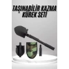 Pusulalı Katlanabilen Portatif Çantalı Mini Kazma Kürek Seti