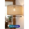 Retro Hasır Kumaş Başlıklı Sarkıt Avize 35 CM
