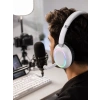 RGB Işıklı Mikrofonlu Bluetooth Kulaklık Beyaz Over-Ear Tasarım Type-C Şarjlı