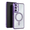 Samsung Galaxy S25 Kılıf Joke Simli Magneticsafe Kılıf - Derin Mor