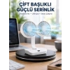 Sessiz Çalışan USB Şarjlı Çift Kafalı Masaüstü Fan – Ev ve Ofis İçin