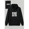 Sevgililer Günü Beyci Hediye Baskılı Oversize Kapüşonlu Sweatshirt - Siyah
