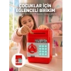Şifreli Kırmızı ATM Tasarımlı Çelik Kasa Görünümlü Kumbara