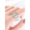 Silver Renk Ayarlanabilir Çizgili Bombe Yüzük 5886