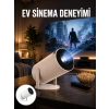 Sinema Projektörü Android HDMI USB WİFİ Ses Çıkışlı Ayaklı Projeksiyon Taşınabilir Yeni Nesil