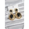 Siyah Sallantılı Damla Model Gold Renk Vintage Kadın Küpe 5886