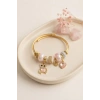 Tedy Bear Model Gold Renk Pembe Charmlı Bileklik TJ-BB8662
