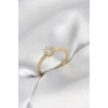 Tek Taş Model Gold Renk Zirkon Taşlı Kadın Yüzük 5886