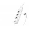 Termal Akım Korumalı Uzatma Kablosu 3 Priz + 2X Usb 2.1A Anahtarlı 2 M - Beyaz 3393-01