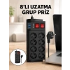 Termal Korumalı 8 Prizli 3 USB’li Uzatma Kablosu Yeni Nesil