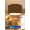 Tütün Kahve Kumaş Başlıklı Sarkıt Avize 35 CM
